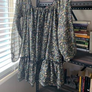 Floral hippie dress with sheer sleeves